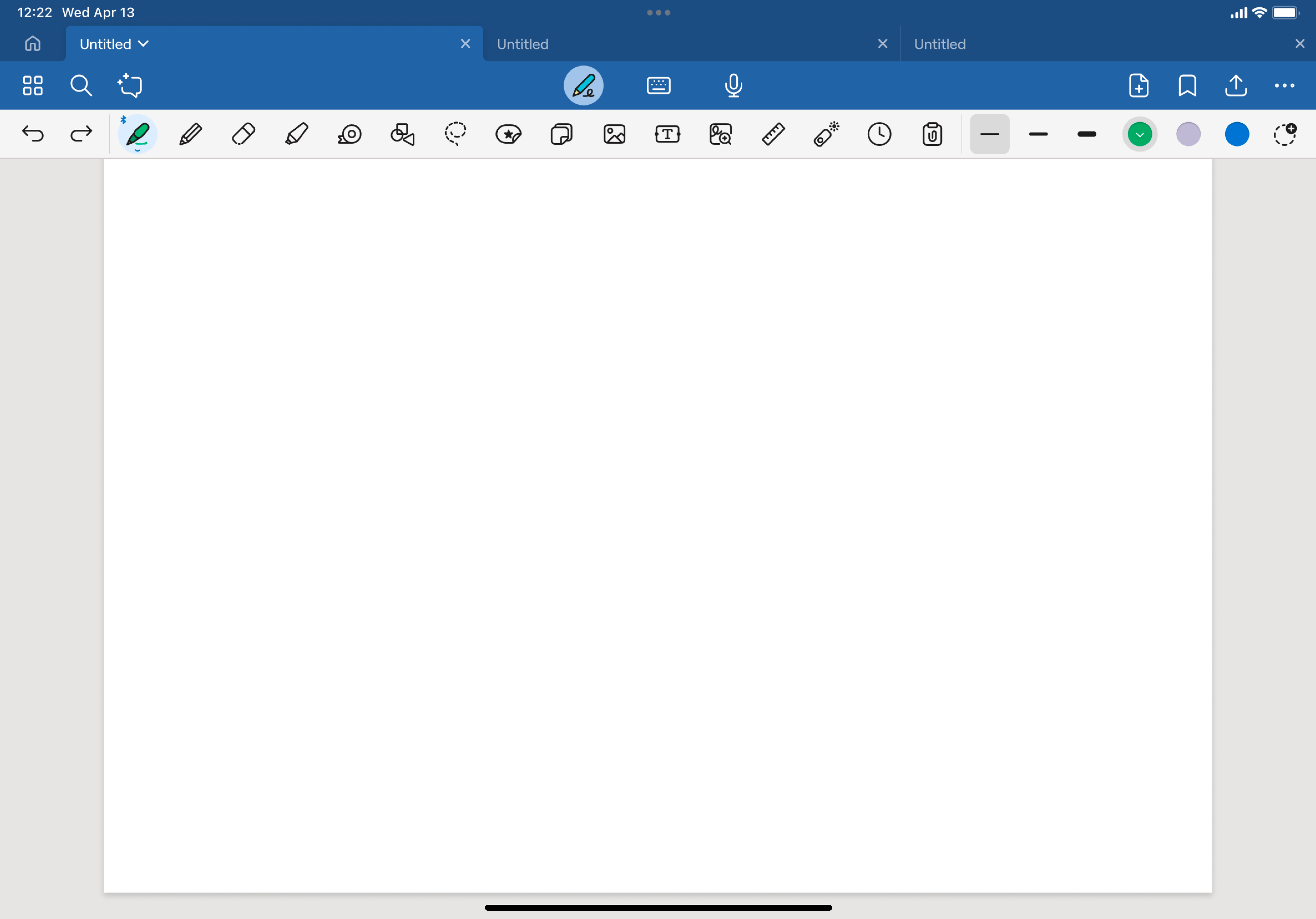 The existing Goodnotes toolbar, a dense row of tools across the top of the canvas